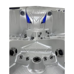 JACUZZI OGRODOWE WANNA SPA746 BIAŁA PERŁA OBUDOWA SZARA DESKA F22 230x230 CM