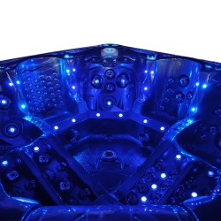 JACUZZI OGRODOWE WANNA SPA746 CZARNA FALA OBUDOWA SZARA DESKA F24 230x230 CM