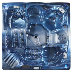 JACUZZI OGRODOWE WANNA SPA746 NIEBIESKA FALA OCEANU OBUDOWA SZARA DESKA F21 230x230 CM