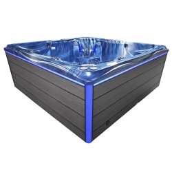 JACUZZI OGRODOWE WANNA SPA746 NIEBIESKA FALA OCEANU OBUDOWA SZARA DESKA F21 230x230 CM