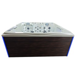JACUZZI OGRODOWE WANNA SPA747 BIAŁA PERŁA OBUDOWA BRĄZOWA DESKA F21 210x210 CM