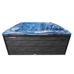 JACUZZI OGRODOWE WANNA SPA747 NIEBIESKA FALA OCEANU OBUDOWA SZARA DESKA F22 210x210 CM
