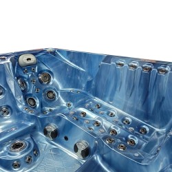 JACUZZI OGRODOWE WANNA SPA747 NIEBIESKA FALA OCEANU OBUDOWA SZARA DESKA F22 210x210 CM
