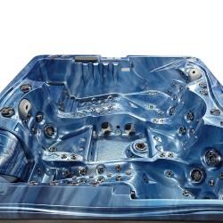 JACUZZI OGRODOWE WANNA SPA747 NIEBIESKA FALA OCEANU OBUDOWA SZARA DESKA F22 210x210 CM