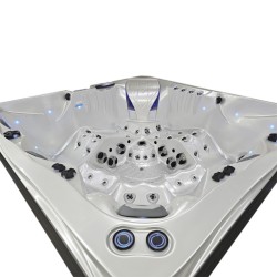 JACUZZI OGRODOWE WANNA SPA748 BIAŁA PERŁA OBUDOWA BRĄZOWA F21 230x230 CM