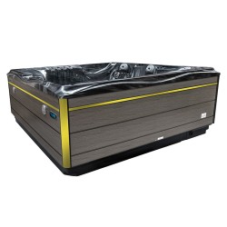 JACUZZI OGRODOWE WANNA SPA748 CZARNA FALA OBUDOWA SZARA DESKA F24 230x230 CM