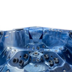 JACUZZI OGRODOWE WANNA SPA748 NIEBIESKA FALA OCEANU OBUDOWA BRĄZOWA DESKA F21 230x230 CM