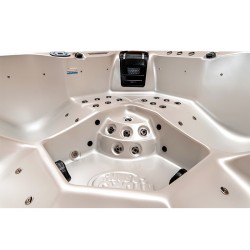 JACUZZI OGRODOWE WANNA SPA750 BIAŁA PERŁA OBUDOWA KAWA 200x200 CM