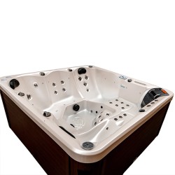 JACUZZI OGRODOWE WANNA SPA750 BIAŁA PERŁA OBUDOWA KAWA 200x200 CM