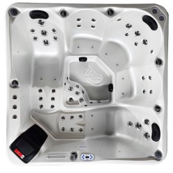 JACUZZI OGRODOWE WANNA SPA750 BIAŁA PERŁA OBUDOWA SZARA 200x200 CM