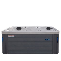 JACUZZI OGRODOWE WANNA SPA750 BIAŁY MARMUR OBUDOWA SZARA 200x200 CM