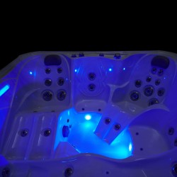 JACUZZI OGRODOWE WANNA SPA751 BIAŁY MARMUR OBUDOWA SZARA 210x210 CM