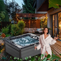 JACUZZI OGRODOWE WANNA SPA754 CZARNA FALA OBUDOWA SZARA DESKA F24