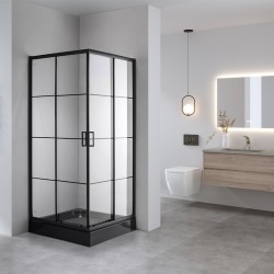 KABINA PRYSZNICOWA KWADRATOWA BL32A CZARNA 80x80 CM