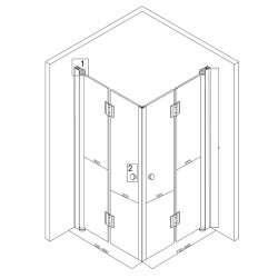 KABINA PRYSZNICOWA KWADRATOWA BS05A CZARNA 80x80 CM