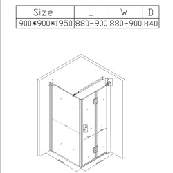 KABINA PRYSZNICOWA KWADRATOWA KZ1180B CHROM 90x90 CM