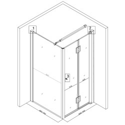 KABINA PRYSZNICOWA KWADRATOWA KZ1180B CHROM 90x90 CM