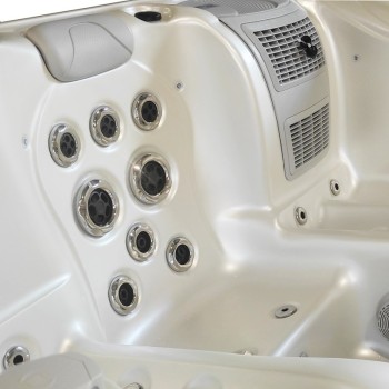 JACUZZI OGRODOWE WANNA SPA566 FULL 200x200 biała perła Obudowa kawa