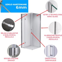 KABINA PRYSZNICOWA KWADRATOWA KZ1390B CHROM 90x90 CM