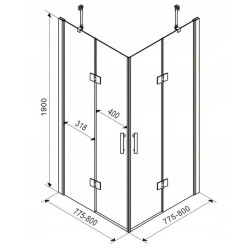 KABINA PRYSZNICOWA KWADRATOWA KZ4051B CHROM 80×80 CM