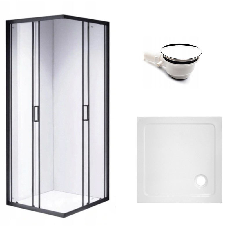KABINA PRYSZNICOWA KWADRATOWA Z BRODZIKIEM BL30A/ST02A CZARNA/BIAŁY 80x80 CM KABINA PRYSZNICOWA KWADRATOWA Z BRODZIKIEM BL30A/ST02A CZARNA/BIAŁY 80x80 CM