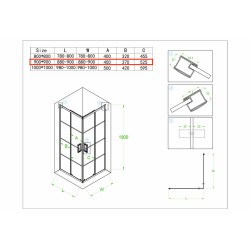 KABINA PRYSZNICOWA KWADRATOWA Z BRODZIKIEM BL32B/SXL02B CZARNA/CZARNY 90x90 CM