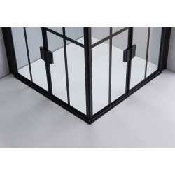 KABINA PRYSZNICOWA KWADRATOWA Z BRODZIKIEM BS08B/RIKO CZARNA/CZARNY 90x90 CM
