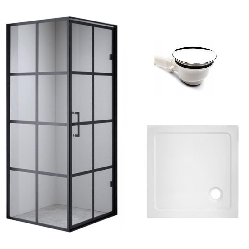 KABINA PRYSZNICOWA KWADRATOWA Z BRODZIKIEM BS10A/ST02A CZARNA/BIAŁY 80x80 CM KABINA PRYSZNICOWA KWADRATOWA Z BRODZIKIEM BS10A/ST02A CZARNA/BIAŁY 80x80 CM