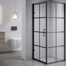 KABINA PRYSZNICOWA KWADRATOWA Z BRODZIKIEM BS10A/ST02A CZARNA/BIAŁY 80x80 CM