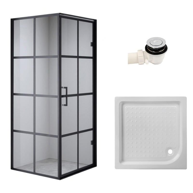 KABINA PRYSZNICOWA KWADRATOWA Z BRODZIKIEM BS10A/SXL02A CZARNA/BIAŁY 80x80 CM KABINA PRYSZNICOWA KWADRATOWA Z BRODZIKIEM BS10A/SXL02A CZARNA/BIAŁY 80x80 CM
