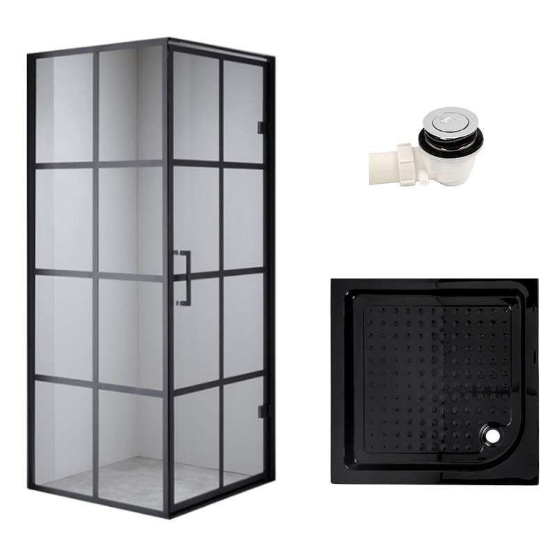 KABINA PRYSZNICOWA KWADRATOWA Z BRODZIKIEM BS10A/SXL02A CZARNA/CZARNY 80x80 CM KABINA PRYSZNICOWA KWADRATOWA Z BRODZIKIEM BS10A/SXL02A CZARNA/CZARNY 80x80 CM