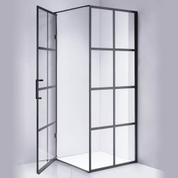 KABINA PRYSZNICOWA KWADRATOWA Z BRODZIKIEM BS10A/SXL02A CZARNA/CZARNY 80x80 CM