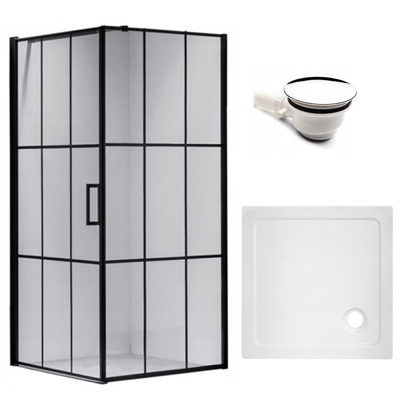 KABINA PRYSZNICOWA KWADRATOWA Z BRODZIKIEM BS13A/ST02A CZARNA/BIAŁY 80x80 CM KABINA PRYSZNICOWA KWADRATOWA Z BRODZIKIEM BS13A/ST02A CZARNA/BIAŁY 80x80 CM