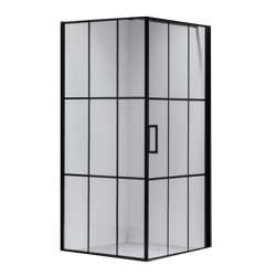 KABINA PRYSZNICOWA KWADRATOWA Z BRODZIKIEM BS13A/ST02A CZARNA/CZARNY 80x80 CM