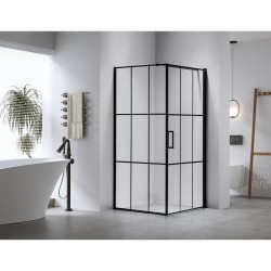 KABINA PRYSZNICOWA KWADRATOWA Z BRODZIKIEM BS13A/ST02A CZARNA/CZARNY 80x80 CM