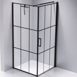 KABINA PRYSZNICOWA KWADRATOWA Z BRODZIKIEM BS13A/ST02A CZARNA/CZARNY 80x80 CM