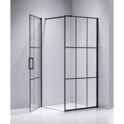 KABINA PRYSZNICOWA KWADRATOWA Z BRODZIKIEM BS13A/ST02A CZARNA/CZARNY 80x80 CM