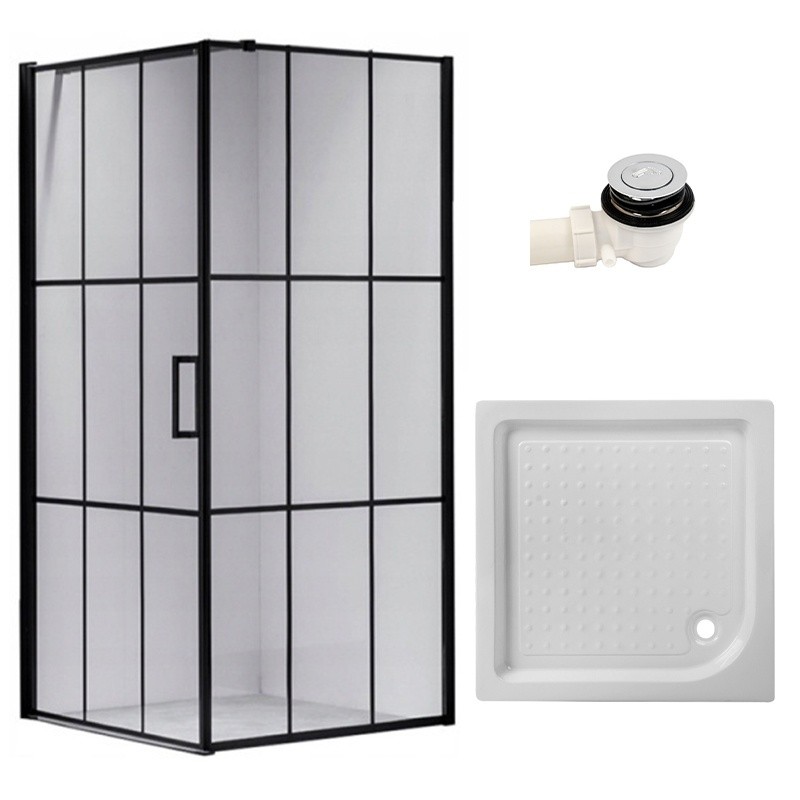 KABINA PRYSZNICOWA KWADRATOWA Z BRODZIKIEM BS13A/SXL02A CZARNA/BIAŁY 80x80 CM KABINA PRYSZNICOWA KWADRATOWA Z BRODZIKIEM BS13A/SXL02A CZARNA/BIAŁY 80x80 CM