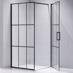 KABINA PRYSZNICOWA KWADRATOWA Z BRODZIKIEM BS13B/ST02B CZARNA/BIAŁY 90x90 CM