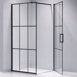 KABINA PRYSZNICOWA KWADRATOWA Z BRODZIKIEM BS13B/SXL02B CZARNA/BIAŁY 90x90 CM