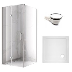 KABINA PRYSZNICOWA KWADRATOWA Z BRODZIKIEM KZ01B/ST02A CHROM/BIAŁY 80x80 CM