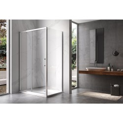 KABINA PRYSZNICOWA KWADRATOWA Z BRODZIKIEM KZ104C/ST04C CHROM/BIAŁY 120x90 CM