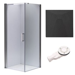 KABINA PRYSZNICOWA KWADRATOWA Z BRODZIKIEM KZ1190B/RIKO CHROM/CZARNY 90x90 CM