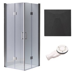 KABINA PRYSZNICOWA KWADRATOWA Z BRODZIKIEM KZ1290B/RIKO CHROM/CZARNY 90x90 CM