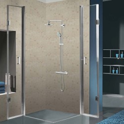 KABINA PRYSZNICOWA KWADRATOWA Z BRODZIKIEM KZ1290B/RIKO CHROM/CZARNY 90x90 CM