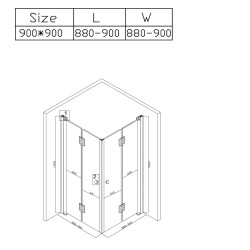 KABINA PRYSZNICOWA KWADRATOWA Z BRODZIKIEM KZ1290B/ST02B CHROM/BIAŁY 90x90 CM