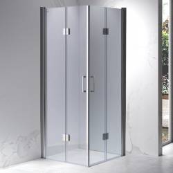KABINA PRYSZNICOWA KWADRATOWA Z BRODZIKIEM KZ1290B/SXL02B CHROM/CZARNY 90x90 CM