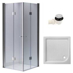 KABINA PRYSZNICOWA KWADRATOWA Z BRODZIKIEM KZ1290C/SXL02C CHROM/BIAŁY 100x100 CM