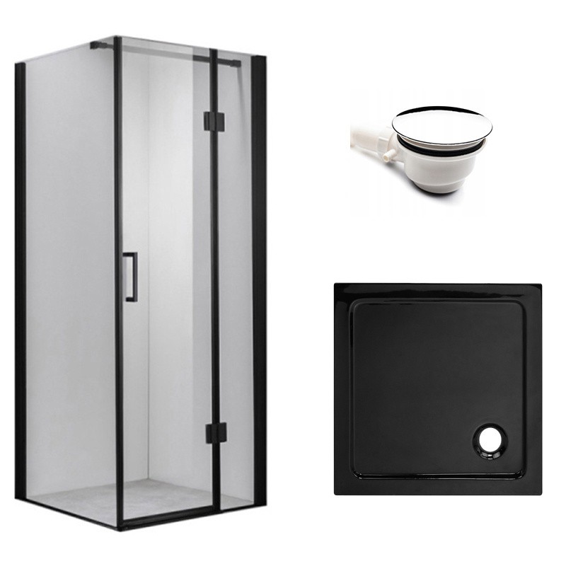 KABINA PRYSZNICOWA KWADRATOWA Z BRODZIKIEM KZ1390A/ST02A CZARNA/CZARNY 80x80 CM KABINA PRYSZNICOWA KWADRATOWA Z BRODZIKIEM KZ1390A/ST02A CZARNA/CZARNY 80x80 CM