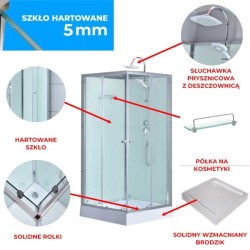 KABINA PRYSZNICOWA KWADRATOWA Z BRODZIKIEM WSH308 CHROM 90x90 CM